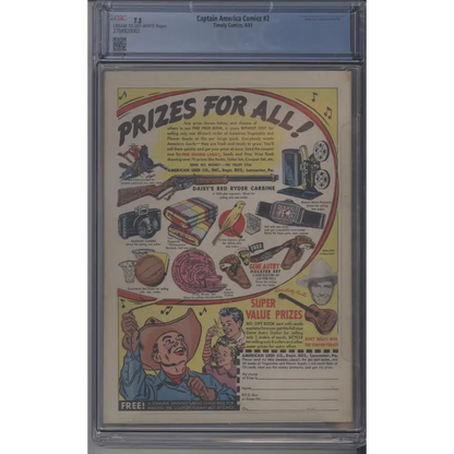 Captain America Comics #2 / CGC 7.5 / Iconic Hitler Cover - 2nd Cap - Rare!