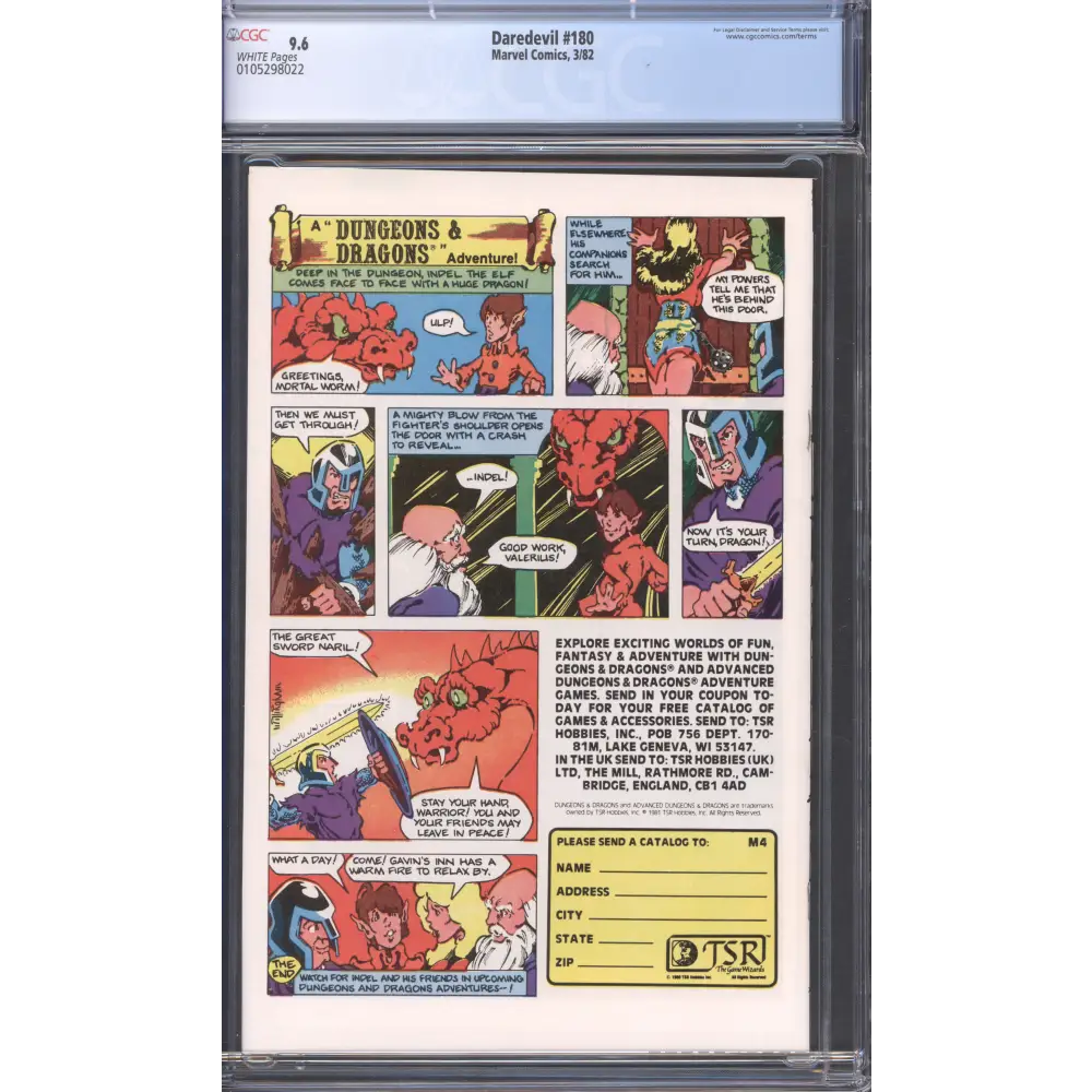 Daredevil #180 / CGC 9.6 / White Pages