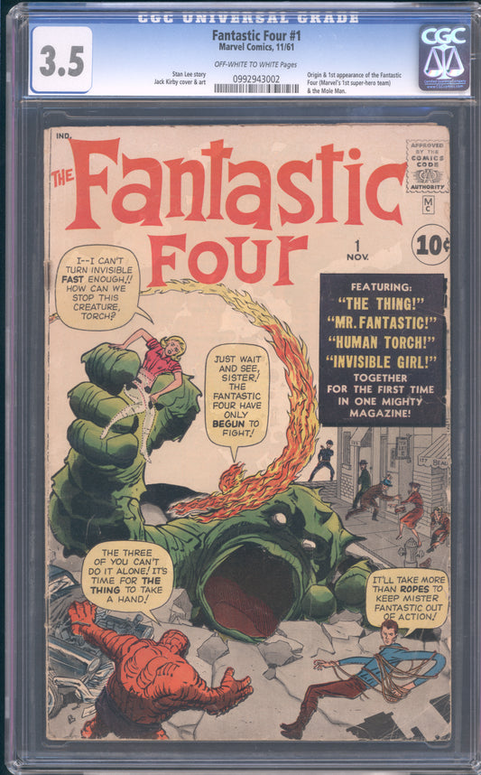 Fantastic Four #1 / CGC 3.5 / Origin & 1st appearance of the Fantastic Four (Marvel's 1st super-hero team) & the Mole Man. - Front Cover