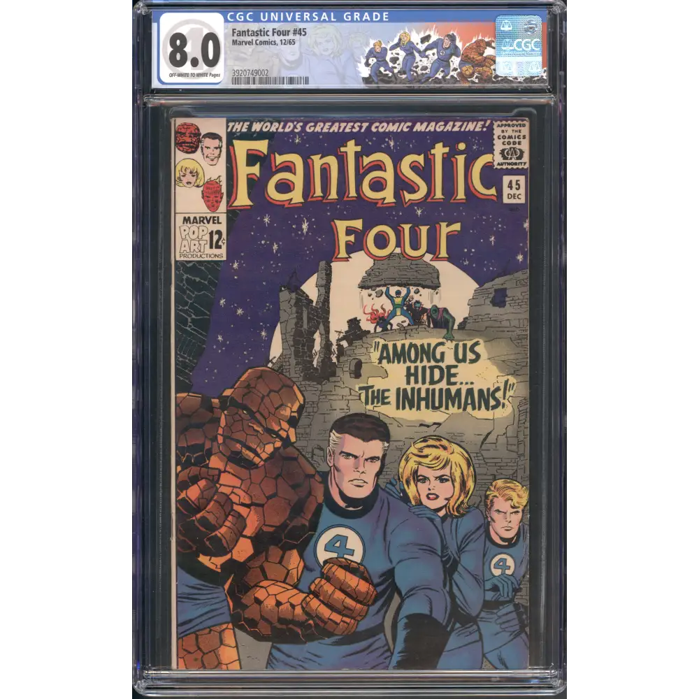 Fantastic Four #45 / CGC 8 / 1st appearance of Lockjaw & the Inhumans (Black Bolt, Crystal, Karnak & Triton); Sandman & Dragon Man appearance - Front Cover