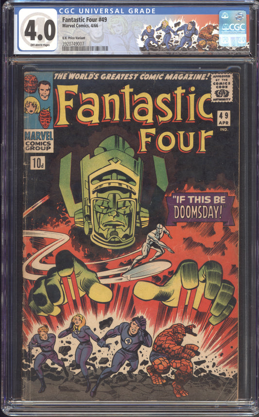 Fantastic Four #49 / CGC 4 / 1st full appearance of Galactus. 2nd appearance of the Silver Surfer. 1st Silver Surfer and Galactus cover. - Front Cover