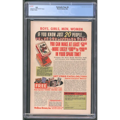 Fantastic Four #6 CGC 8.5 / 1st Marvel Villain Team Up (Doom + Namor)