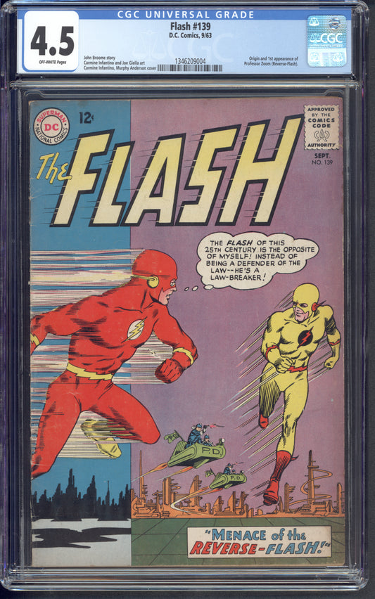 Flash #139 / CGC 4.5 / Origin and 1st appearance of Professor Zoom (Reverse-Flash). - Front Cover