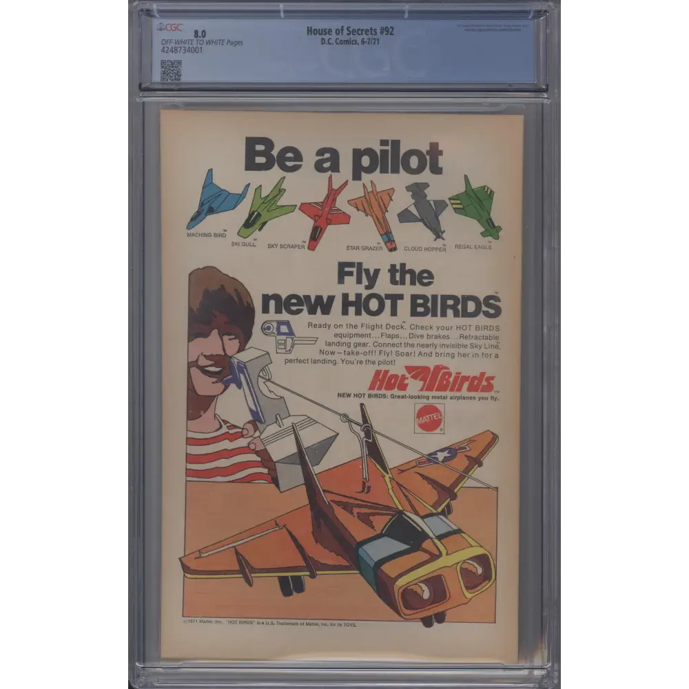 House of Secrets #92 / CGC 8.0 (OW) / 1st Appearance of Swamp Thing