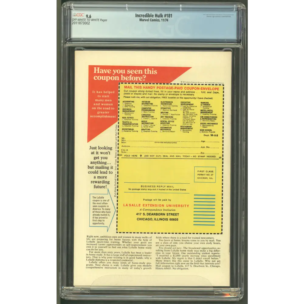 Incredible Hulk #180 / CGC 9.4 / 3x SS: Friedrich McCleod & Trimpe