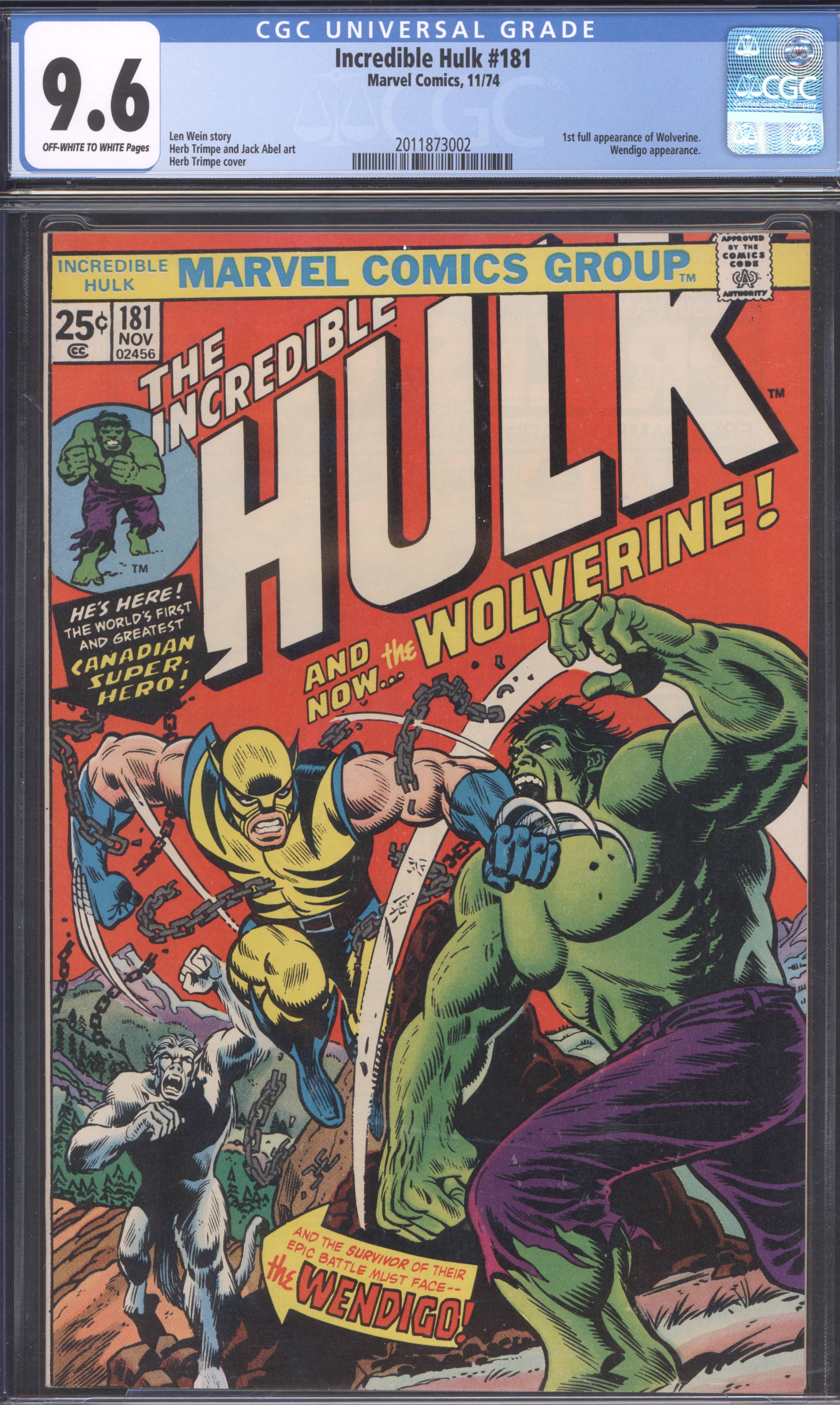 アメコミリーフ The Incredible Hulk #181 CGC 9.8 アメコミリーフ The Incredible Hulk #181 CGC 9.8