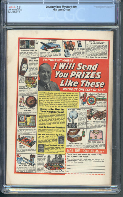 Journey Into Mystery #19 / CGC 3.5 / Off-White Pages - Back Cover