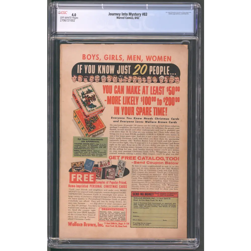 Journey Into Mystery #83 / 1st Thor Appearance / CGC 4.0