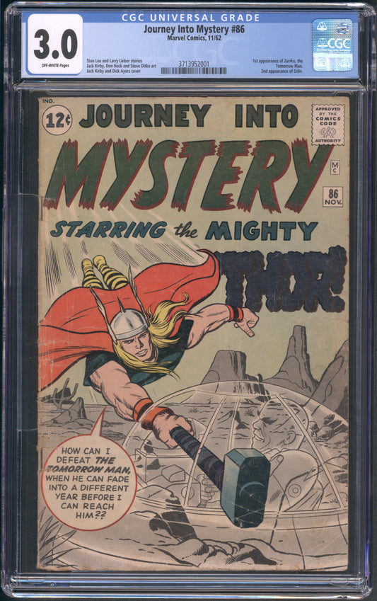 Journey Into Mystery #86 / CGC 3 / 1st appearance of Zarrko, the Tomorrow Man. 2nd appearance of Odin. - Front Cover