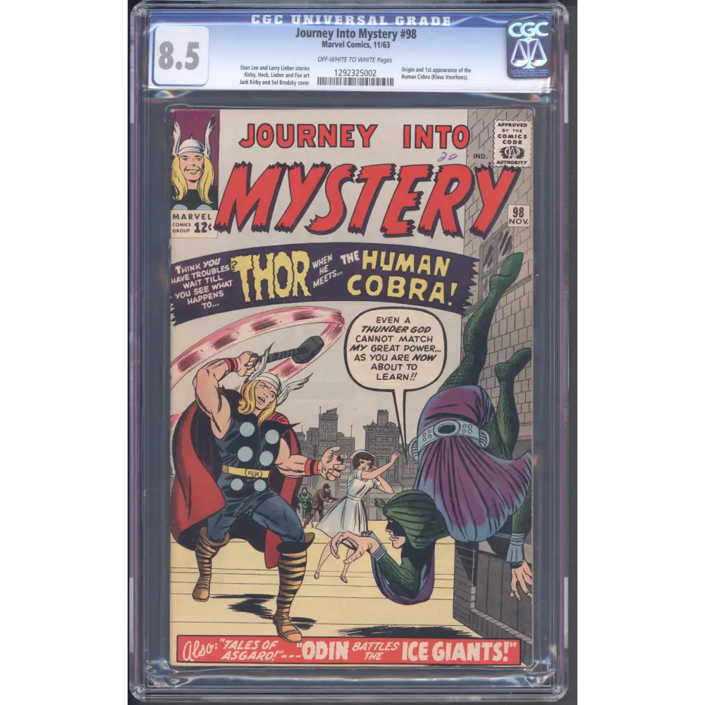 Journey Into Mystery #98 / CGC 8.5 / Origin and 1st appearance of the Human Cobra (Klaus Voorhees). - Front Cover