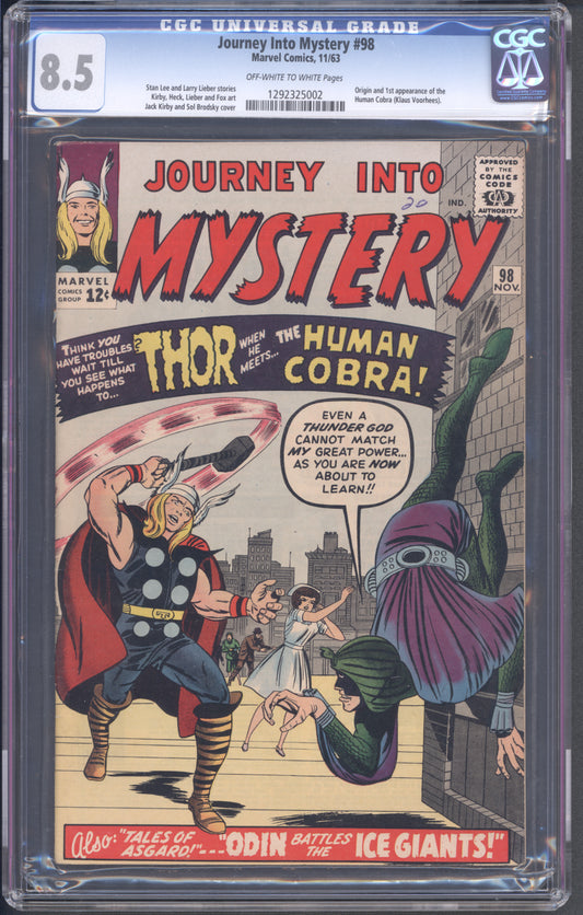 Journey Into Mystery #98 / CGC 8.5 / Origin and 1st appearance of the Human Cobra (Klaus Voorhees). - Front Cover