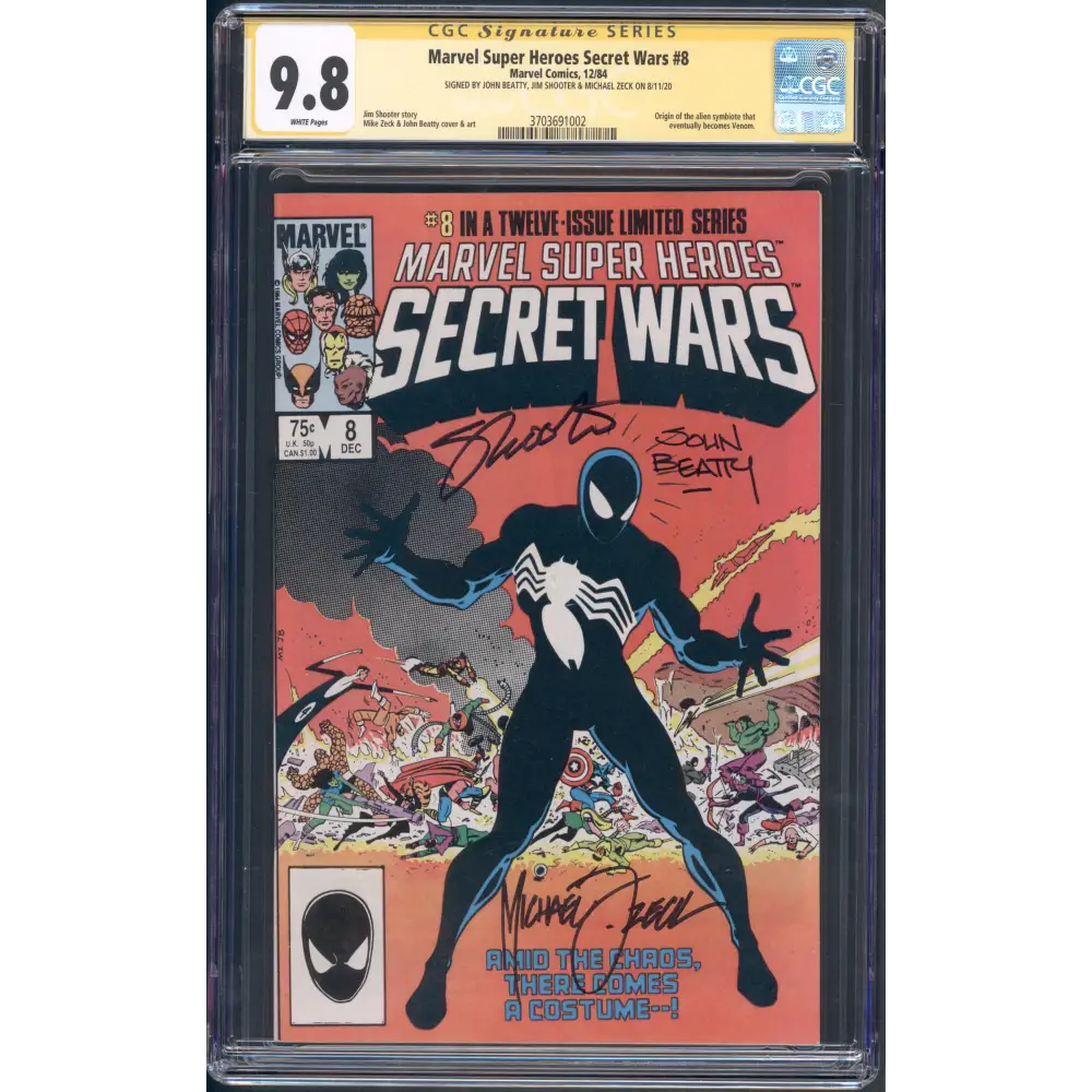 Marvel Secret Wars #8 CGC 9.8 / 1st Symbiote / 3X Sig: Shooter Zeck & Beaty
