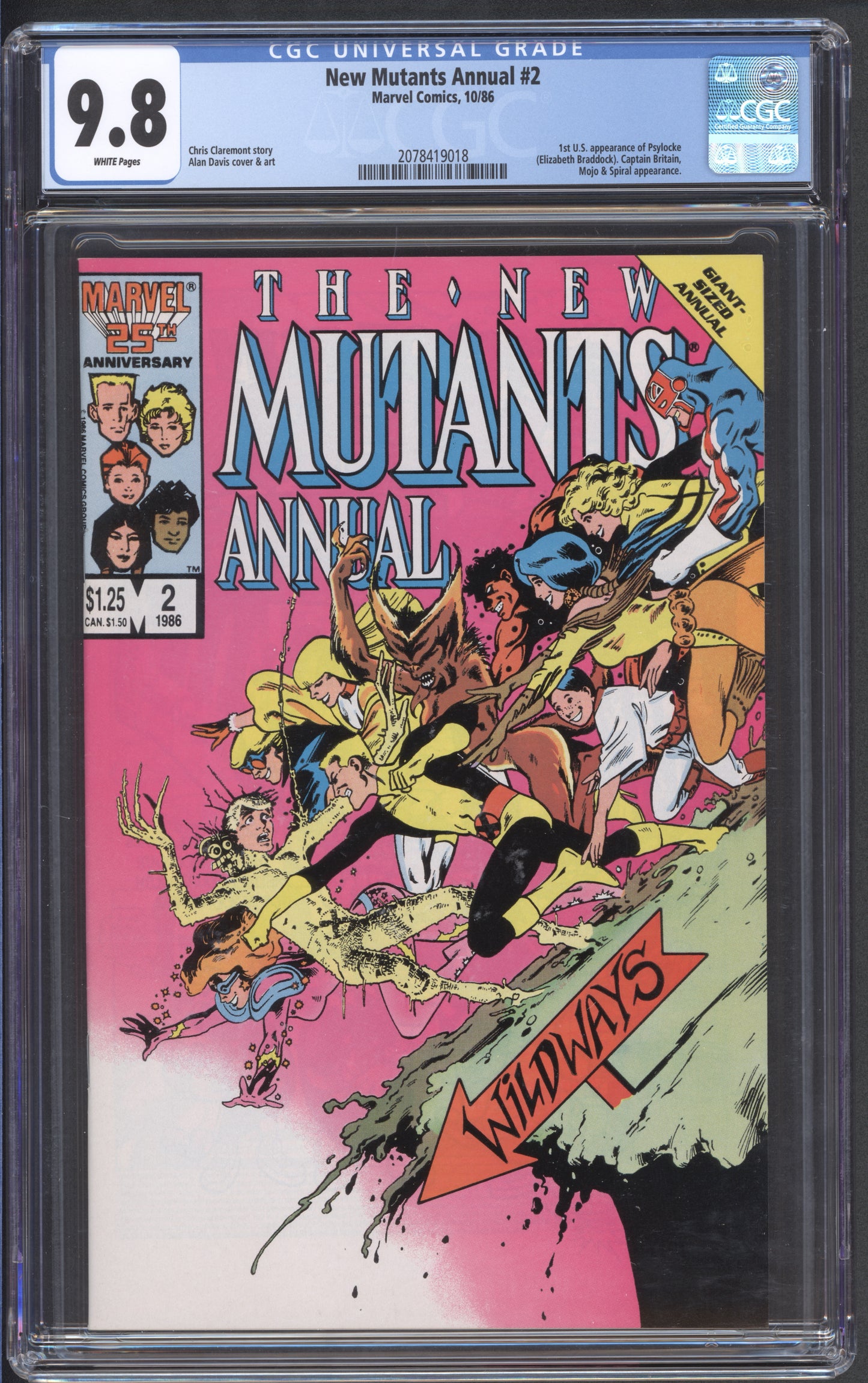 New Mutants Annual #2 / CGC 9.8 / 1st US Appearance of Psylocke / White Pages