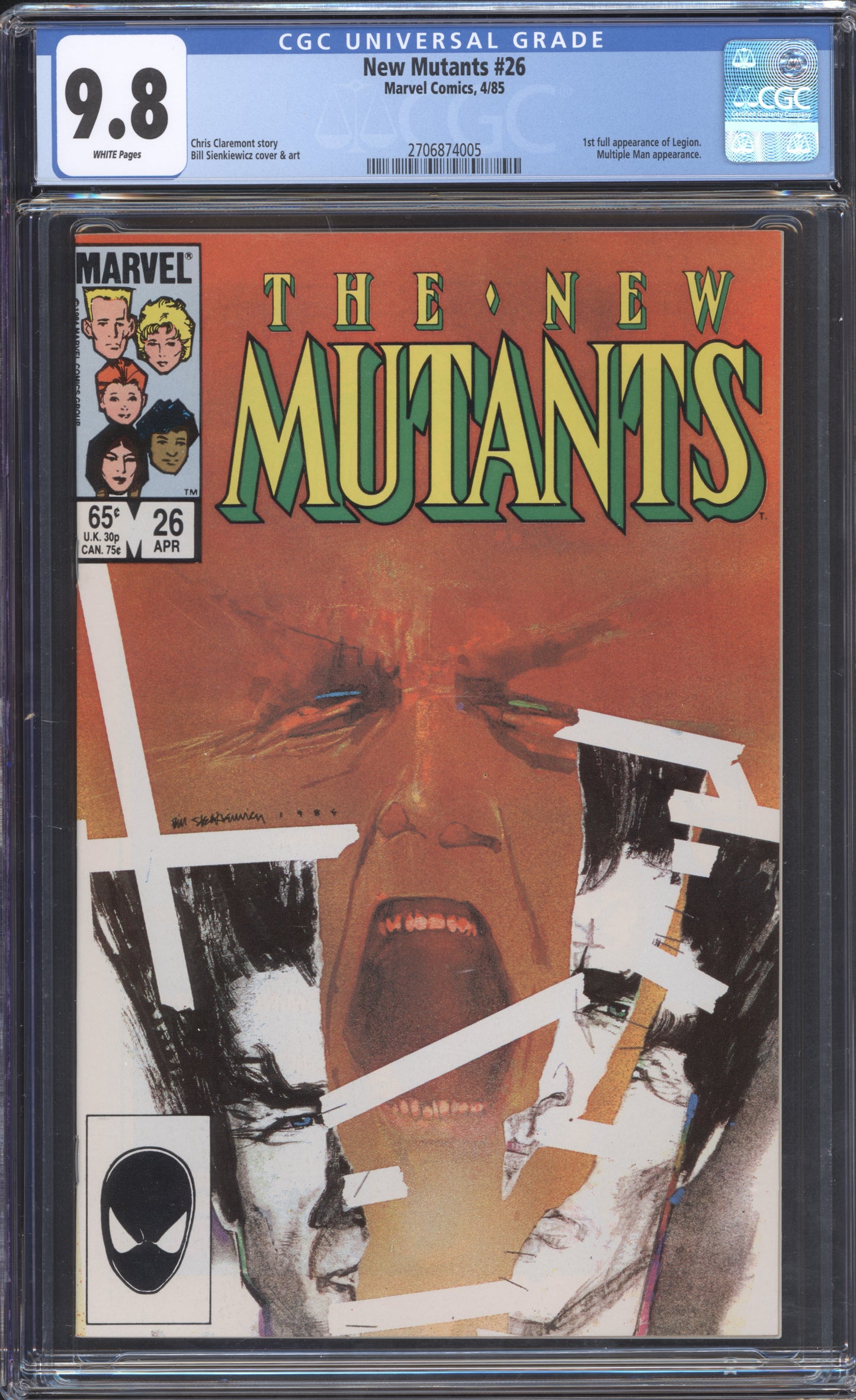 New Mutants #26 / CGC 9.8 / First Full Legion Appearance