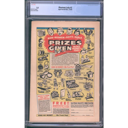 Phantom Lady #2 / CGC 2.5 / White Pages