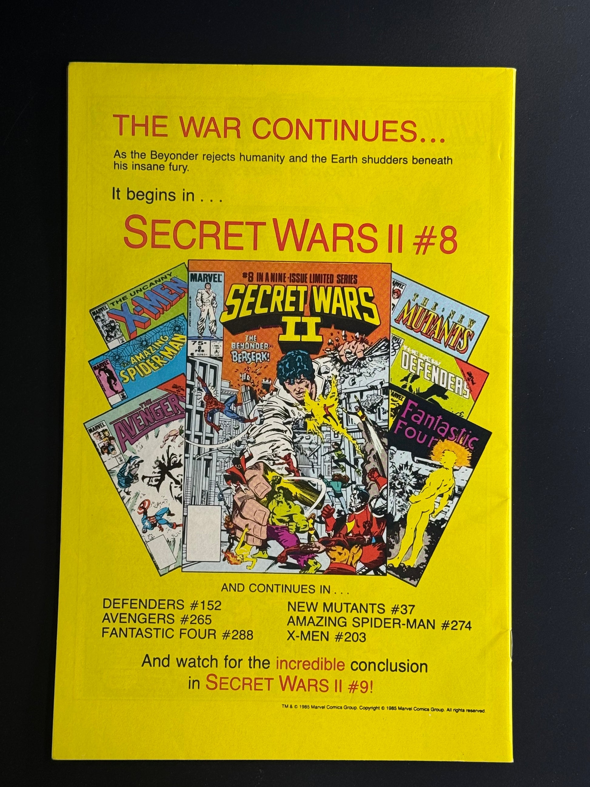 Robotix #1 / Near Mint- / Marvel / 1986 - Back Cover