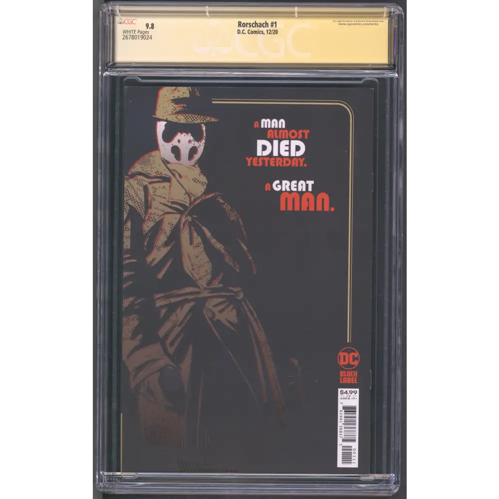 Rorscharch #1 / CGC 9.8 / Signature Series: Tom King and Jorge Fuentes