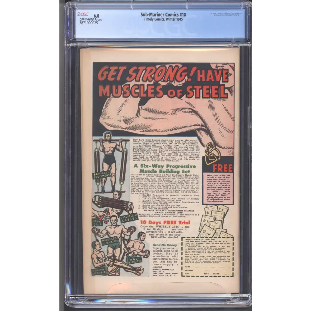 Sub-Mariner #18 / CGC 6.0 / OW Pages / Alex Schomburg Art