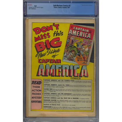 Sub-Mariner #2 / Alex Schomburg Cover / Golden Age (1941) CGC 3.0