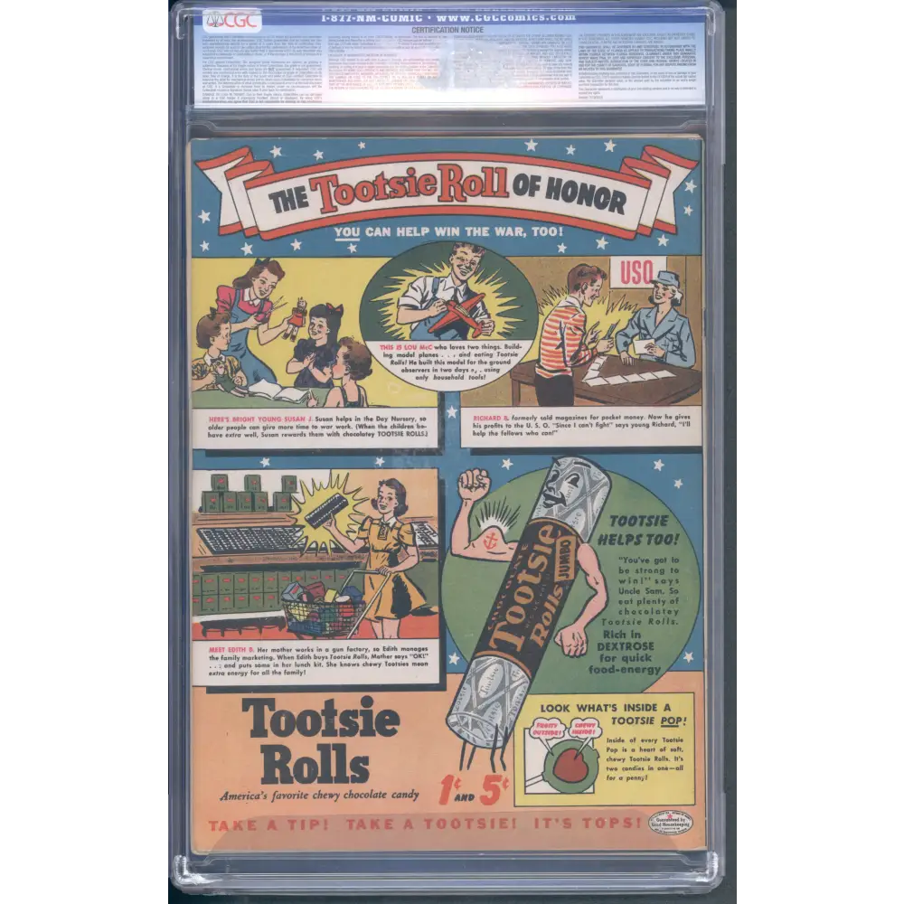 Superman #20 / CGC 7 / Half page ad for Boy Commandos #1 - Back Cover