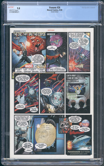 Venom #29 / CGC 9.8 / Signed by Donny Cates & Ryan Stegman on 2/10/21 - Back Cover