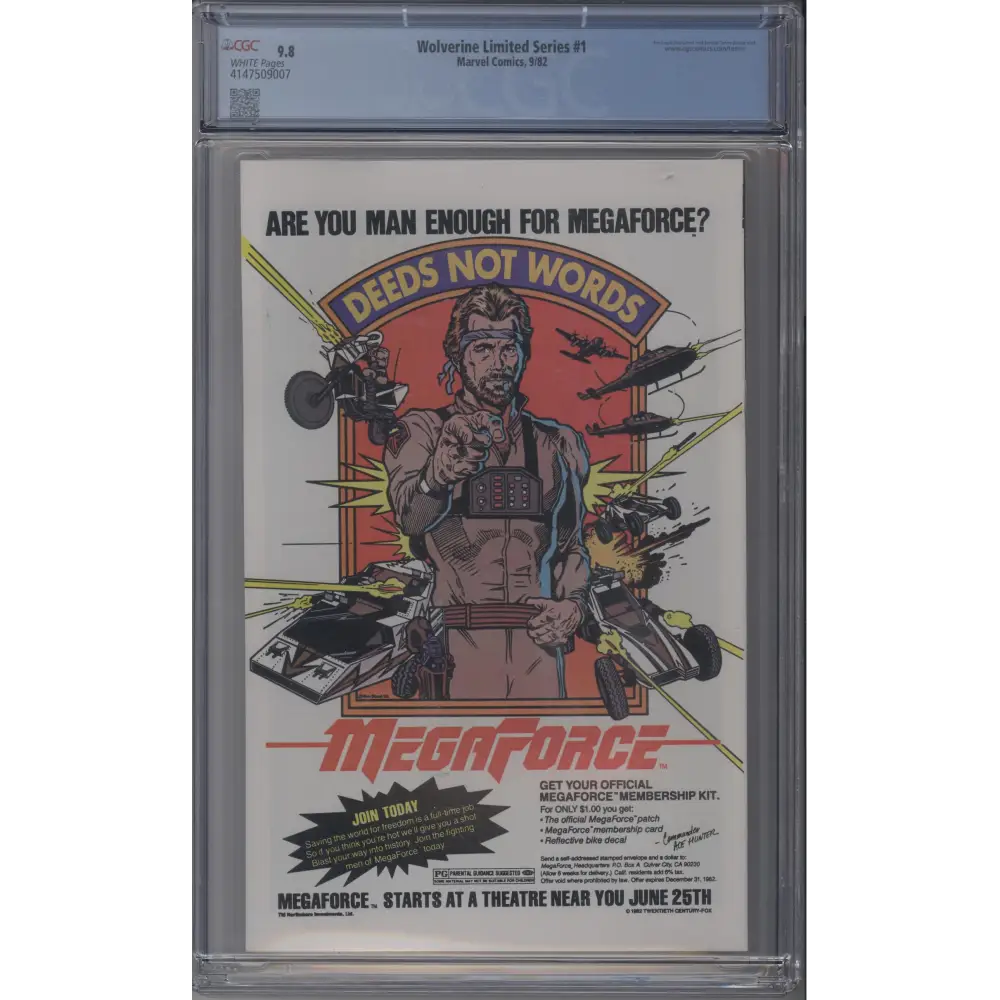 Wolverine 1 - Limited Series / CGC 9.8 / White Pages! / Frank Miller Cover!